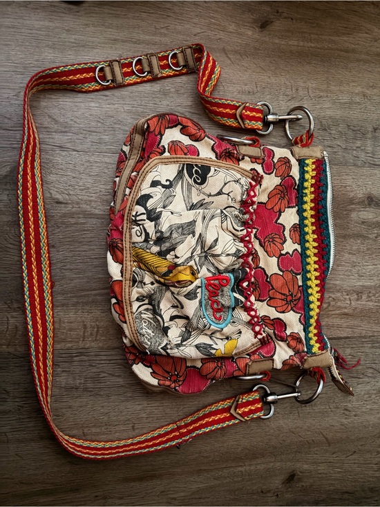 Sakroots Handbags - Sakroots Multicolor Floral Crossbody Bag with Red Strap
